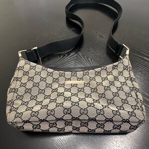 Gucci Black and Gray Shoulder Bag with Iconic Design